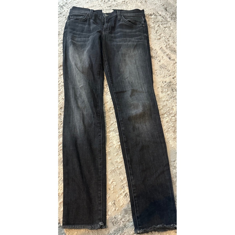 Current Elliott The Stiletto Skinny Jeans Faded Black Raw Hem Cropped‎ 27